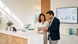 Consultor de posicionamiento SEO para clínicas en Valencia revisando visibilidad local, citas y estrategia de captación sanitaria