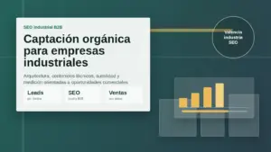 Consultor SEO para empresas industriales en Valencia con dashboard de captación B2B, fábrica y métricas comerciales