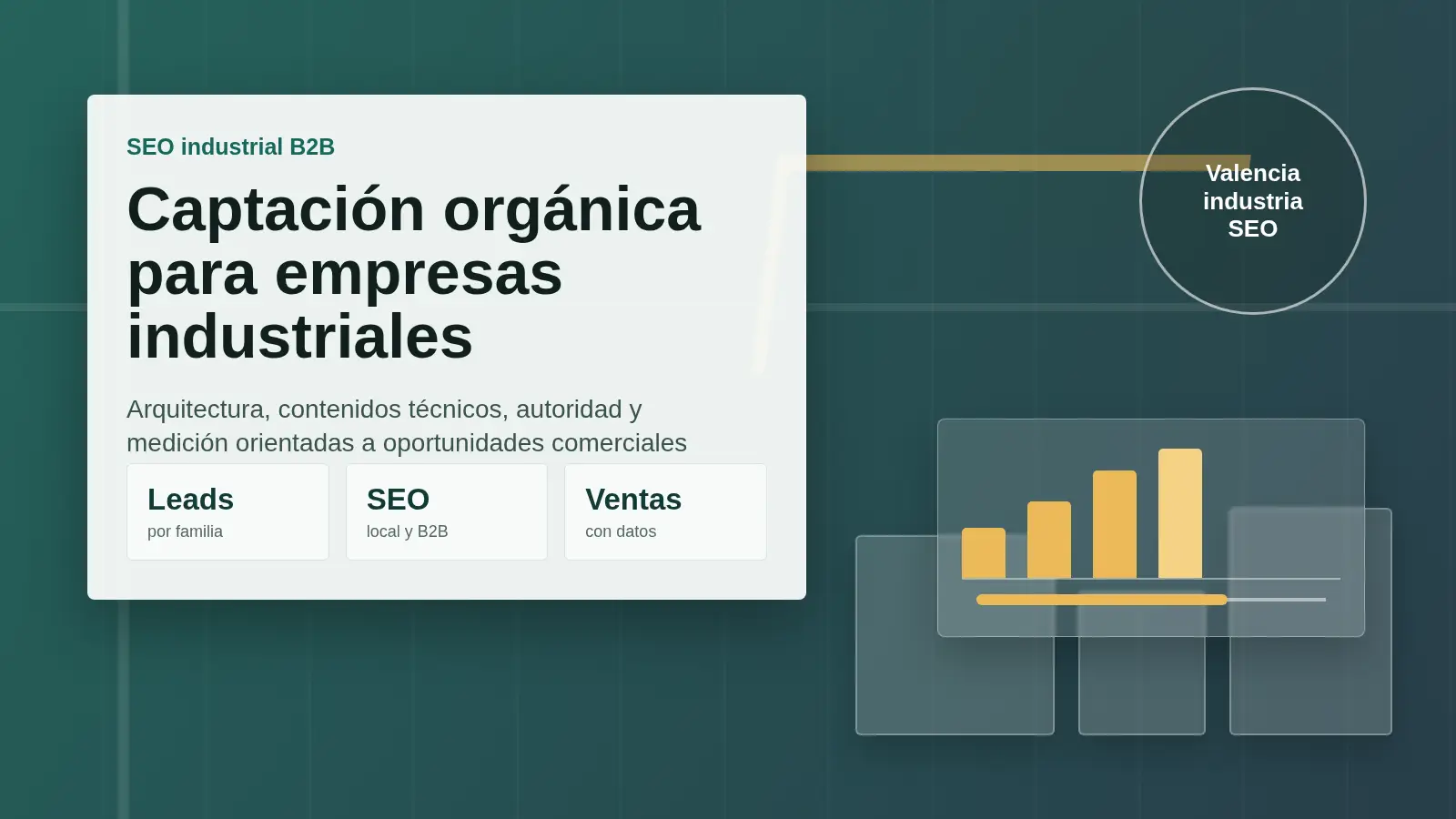 Consultor SEO para empresas industriales en Valencia con dashboard de captación B2B, fábrica y métricas comerciales