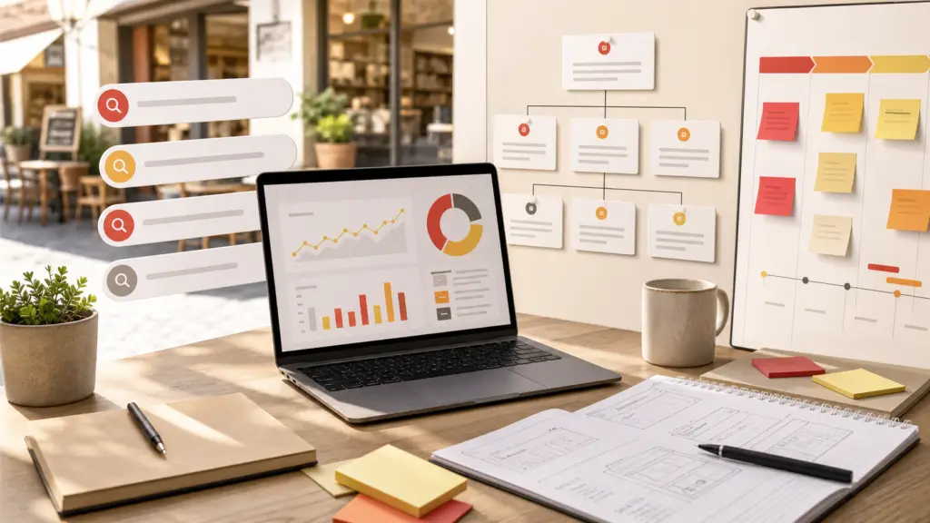 Planificación empresarial basada en búsquedas web, analítica y datos de clientes
