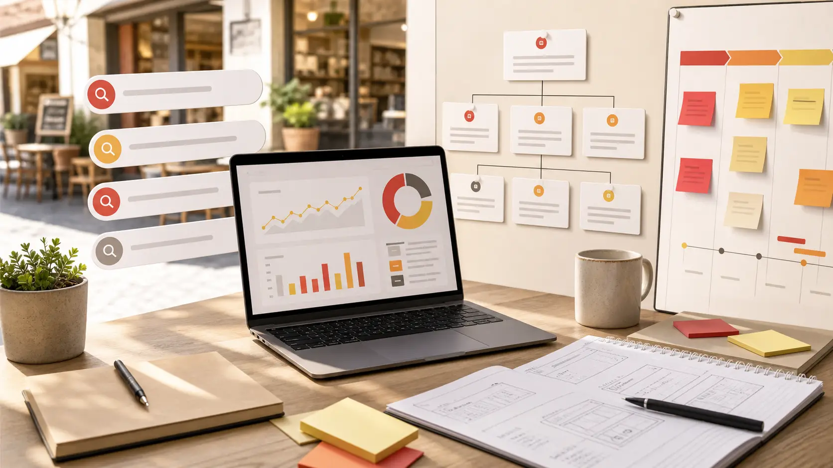 Planificación empresarial basada en búsquedas web, analítica y datos de clientes