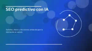 Home Page SEO predictivo con IA representado con señales de tendencia, datos y planificación de contenidos