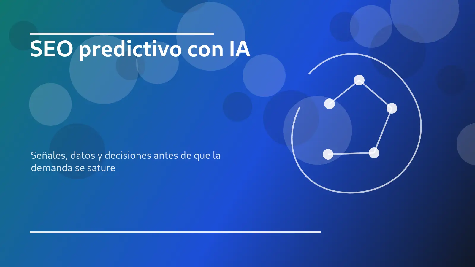 SEO predictivo con IA representado con señales de tendencia, datos y planificación de contenidos