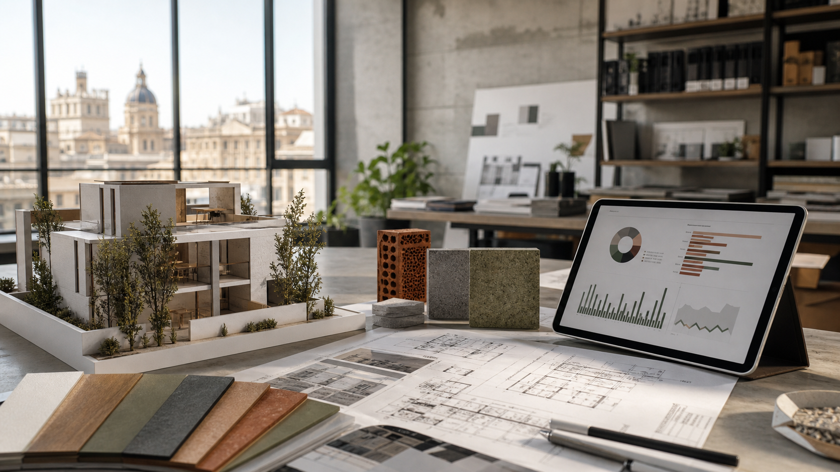 SEO para arquitectos en Valencia con maqueta, planos, materiales y analítica de captación de proyectos