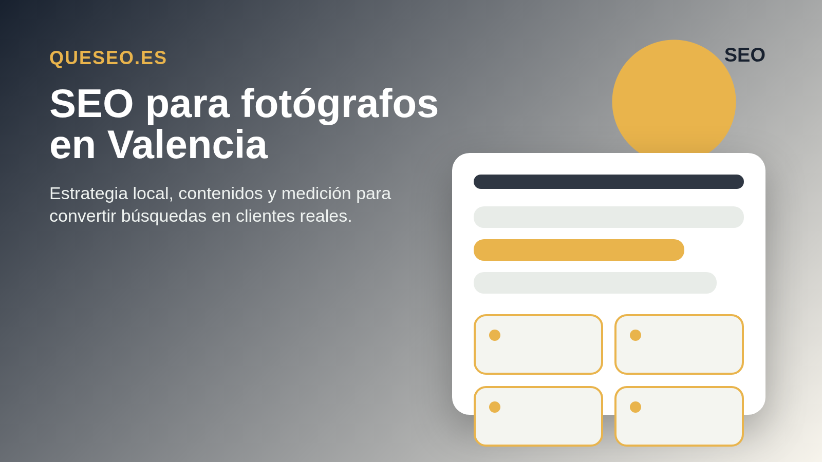 Consultor SEO para fotógrafos en Valencia con portfolio, búsquedas locales y reservas desde Google