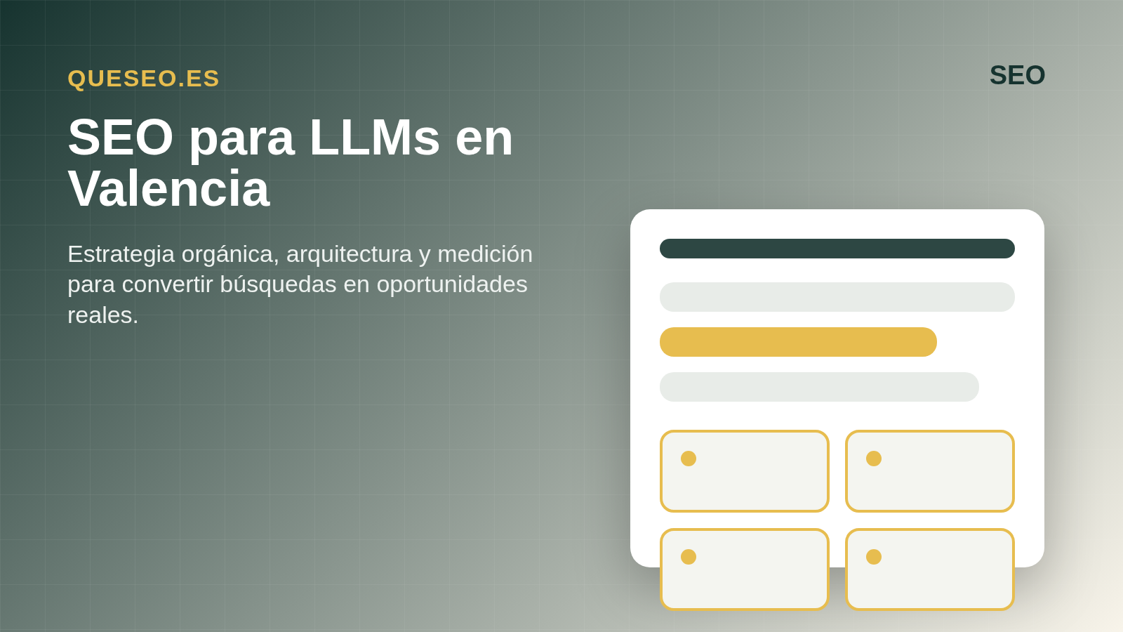 Consultor SEO para LLMs en Valencia con mapa de entidades, motores generativos y medición de visibilidad