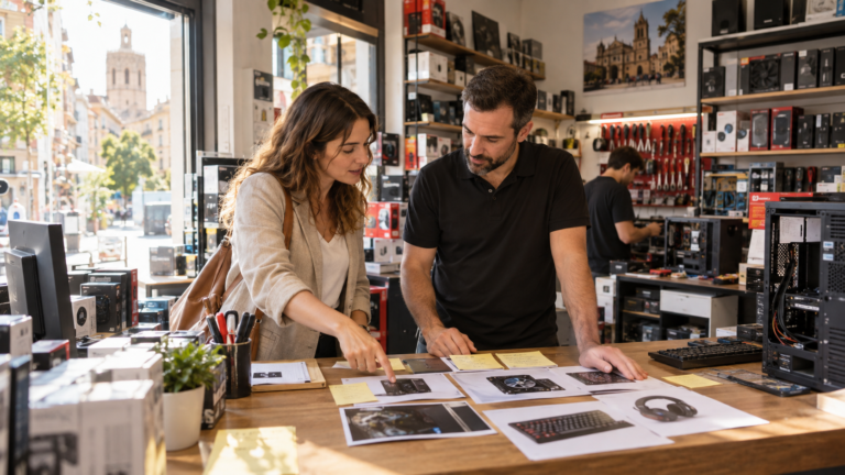 Consultor SEO para tiendas de informática en Valencia revisando categorías, productos y stock